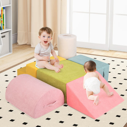 6-Piece Baby Climbing Blocks with 30D High-Density Foam and Carrying Handles, Macaron Multicolor Climbers & Slides at Gallery Canada