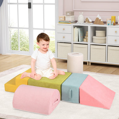 6-Piece Baby Climbing Blocks with 30D High-Density Foam and Carrying Handles, Macaron Multicolor Climbers & Slides at Gallery Canada