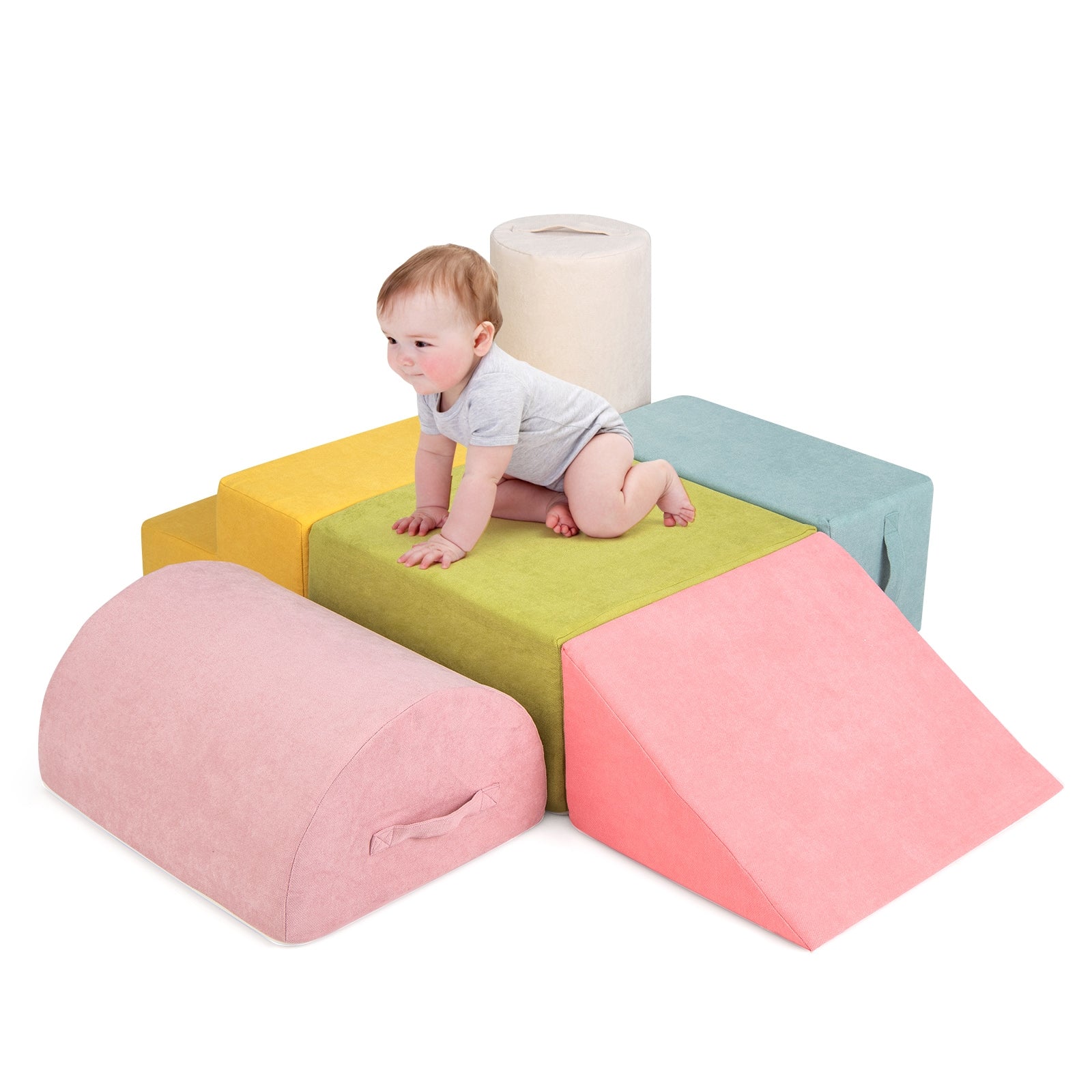 6-Piece Baby Climbing Blocks with 30D High-Density Foam and Carrying Handles, Macaron Multicolor Climbers & Slides at Gallery Canada