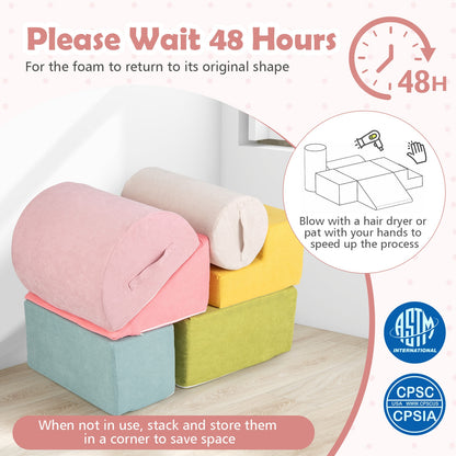 6-Piece Baby Climbing Blocks with 30D High-Density Foam and Carrying Handles, Macaron Multicolor Climbers & Slides at Gallery Canada