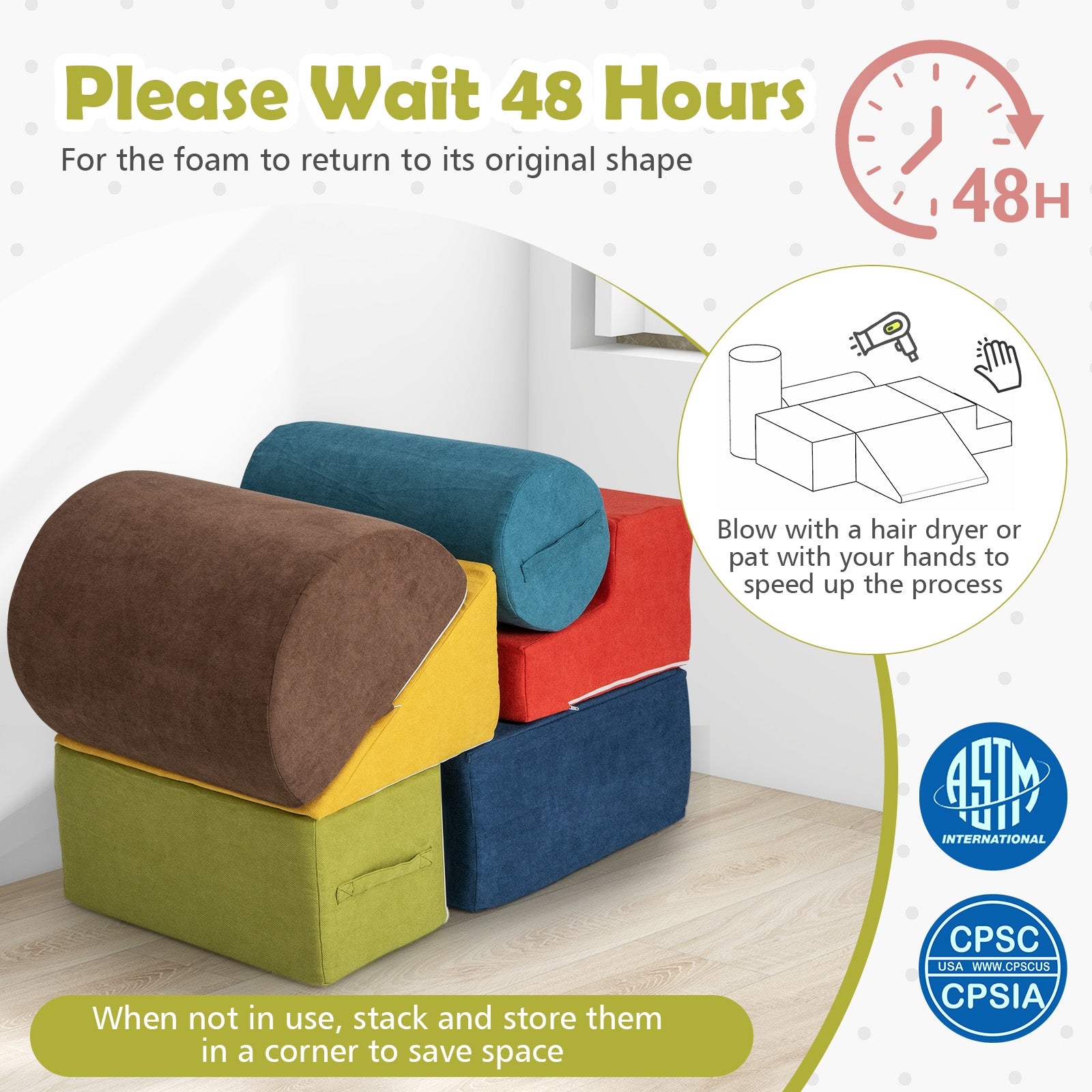 6-Piece Baby Climbing Blocks with 30D High-Density Foam and Carrying Handles, Multicolor Climbers & Slides at Gallery Canada