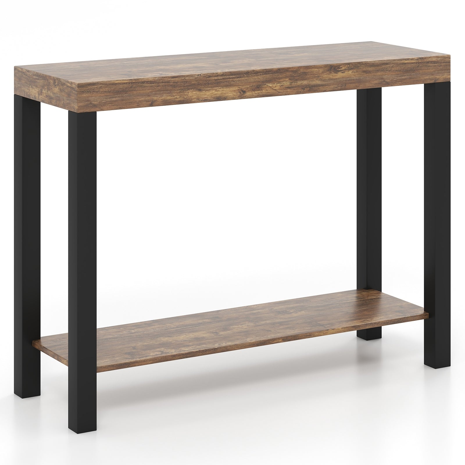 2-Tier Bar Table With Open Shelves, Rustic Brown Bar Tables at Gallery Canada