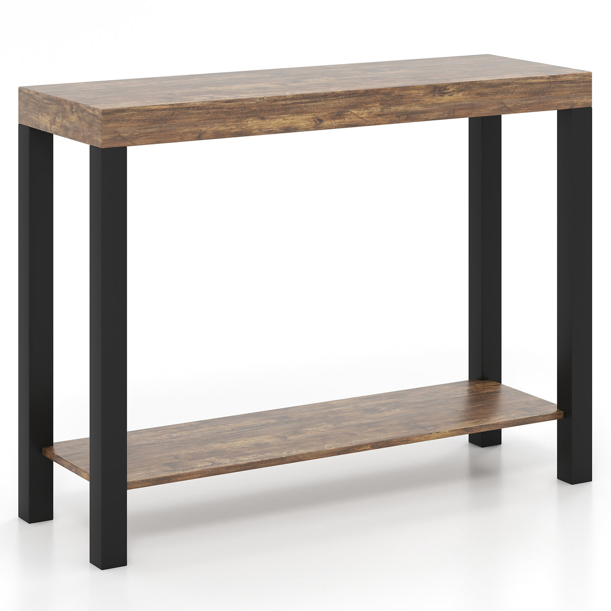 2-Tier Bar Table With Open Shelves, Rustic Brown Bar Tables at Gallery Canada