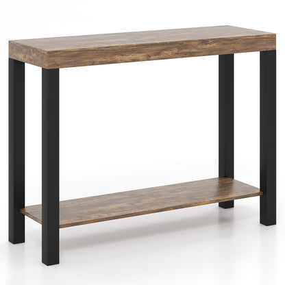 2-Tier Bar Table With Open Shelves, Rustic Brown Bar Tables at Gallery Canada