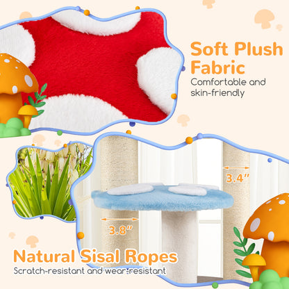 Cute Mushroom Cat Tree with Sisal Scratching Posts Top Condo and Padded Platforms, Multicolor Cat Trees Condos & Scratchers at Gallery Canada