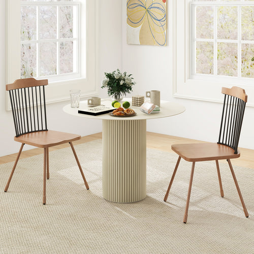 Dining Chair with Spindle Back and Ergonomic Contoured Seat Set of 2, Natural