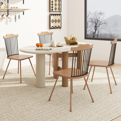 Dining Chair with Spindle Back and Ergonomic Contoured Seat Set of 2, Natural Dining Chairs at Gallery Canada