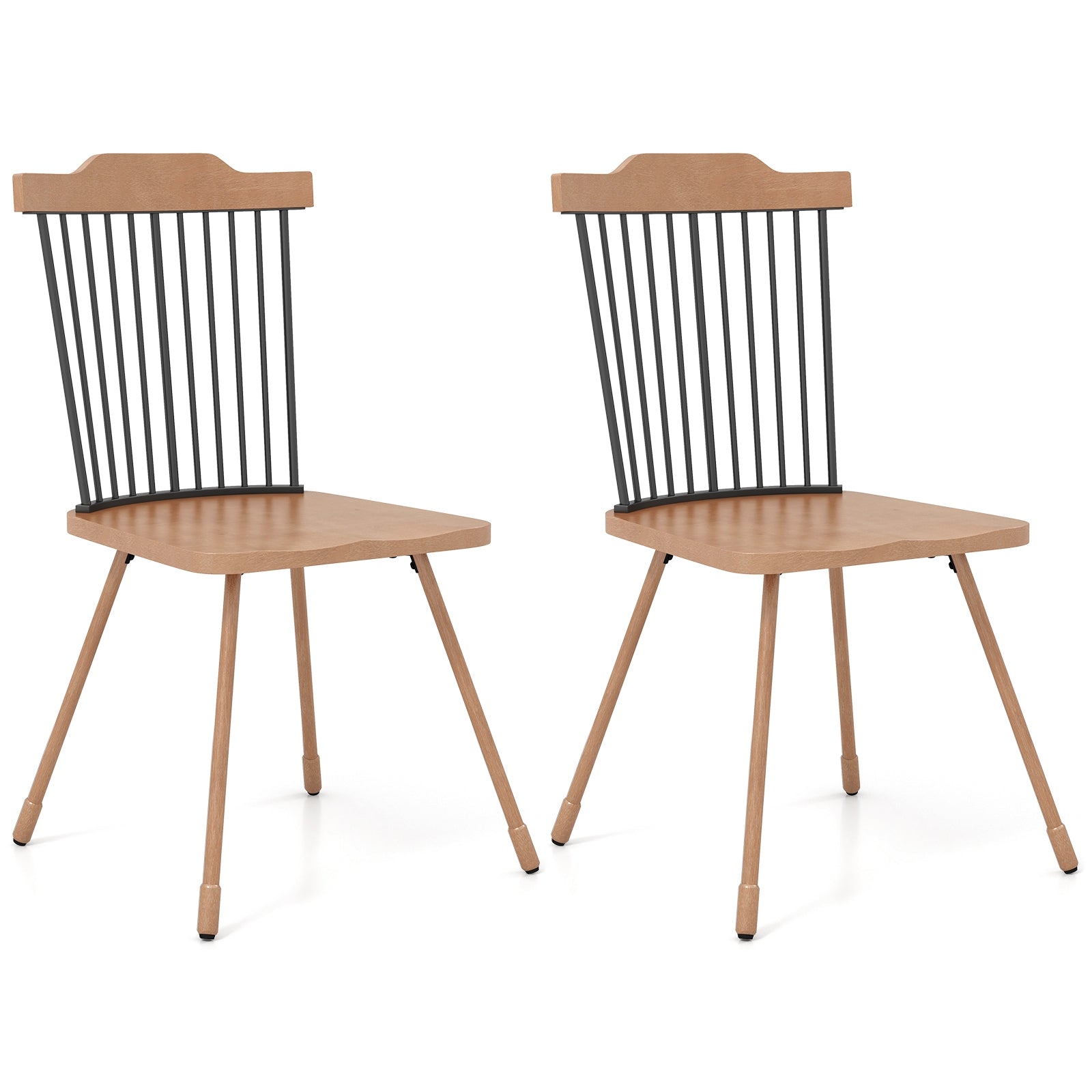 Dining Chair with Spindle Back and Ergonomic Contoured Seat Set of 2, Natural Dining Chairs Natural at Gallery Canada