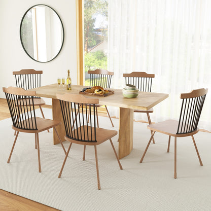 Dining Chair with Spindle Back and Ergonomic Contoured Seat Set of 2, Natural Dining Chairs at Gallery Canada