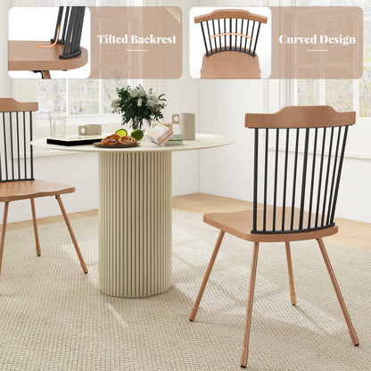 Dining Chair with Spindle Back and Ergonomic Contoured Seat Set of 2, Natural Dining Chairs at Gallery Canada