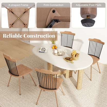 Dining Chair with Spindle Back and Ergonomic Contoured Seat Set of 2, Natural Dining Chairs at Gallery Canada