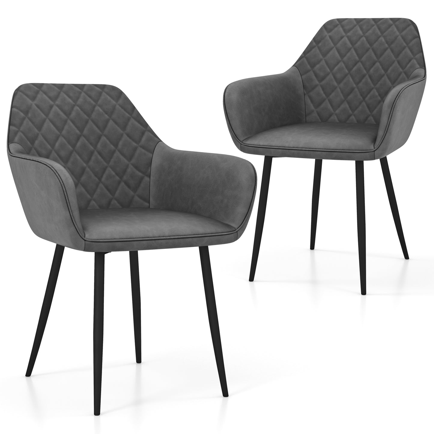 Leisure Dining Chair Set of 2 with Curved Backrest and Wide Seat, Gray Dining Chairs Gray at Gallery Canada