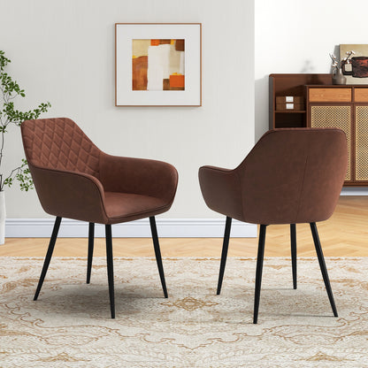 Leisure Dining Chair Set of 2 with Curved Backrest and Wide Seat, Coffee Dining Chairs at Gallery Canada