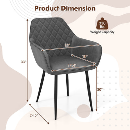 Leisure Dining Chair Set of 2 with Curved Backrest and Wide Seat, Gray Dining Chairs at Gallery Canada