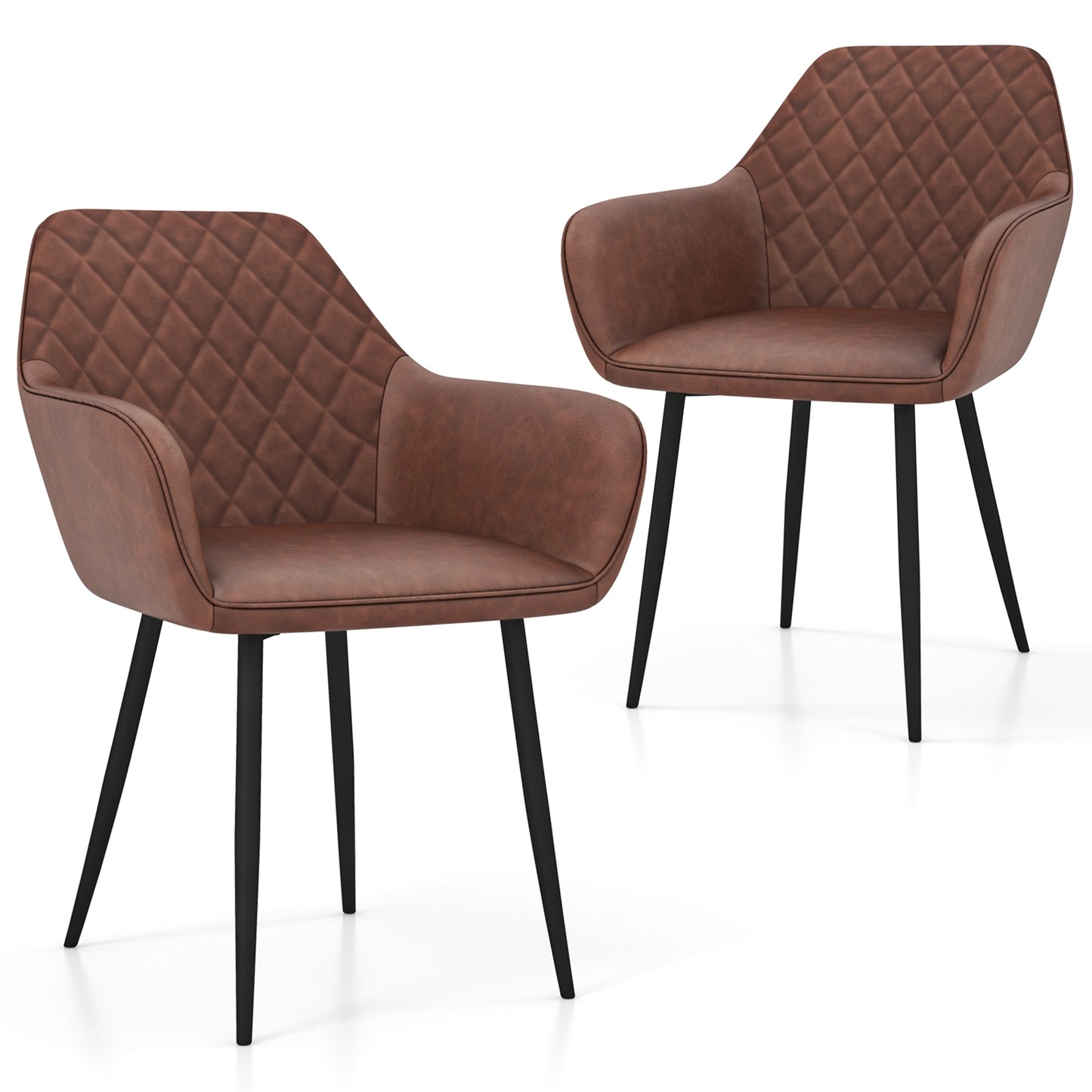 Dining Chair Set Of 2, Curved Backrest, Wide Seat, Coffee Dining Chairs Coffee at Gallery Canada