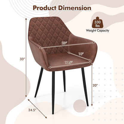 Leisure Dining Chair Set of 2 with Curved Backrest and Wide Seat, Coffee Dining Chairs at Gallery Canada