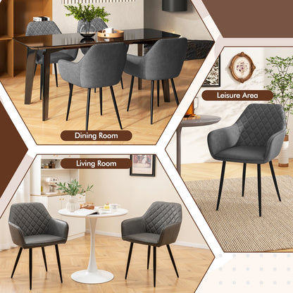 Leisure Dining Chair Set of 2 with Curved Backrest and Wide Seat, Gray Dining Chairs at Gallery Canada