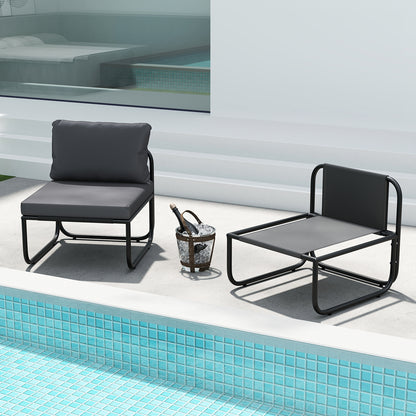 Outdoor Patio Chairs Set of 2 with Removable Cushions and Adjustable Foot Pads, Gray Patio Dining Chairs at Gallery Canada