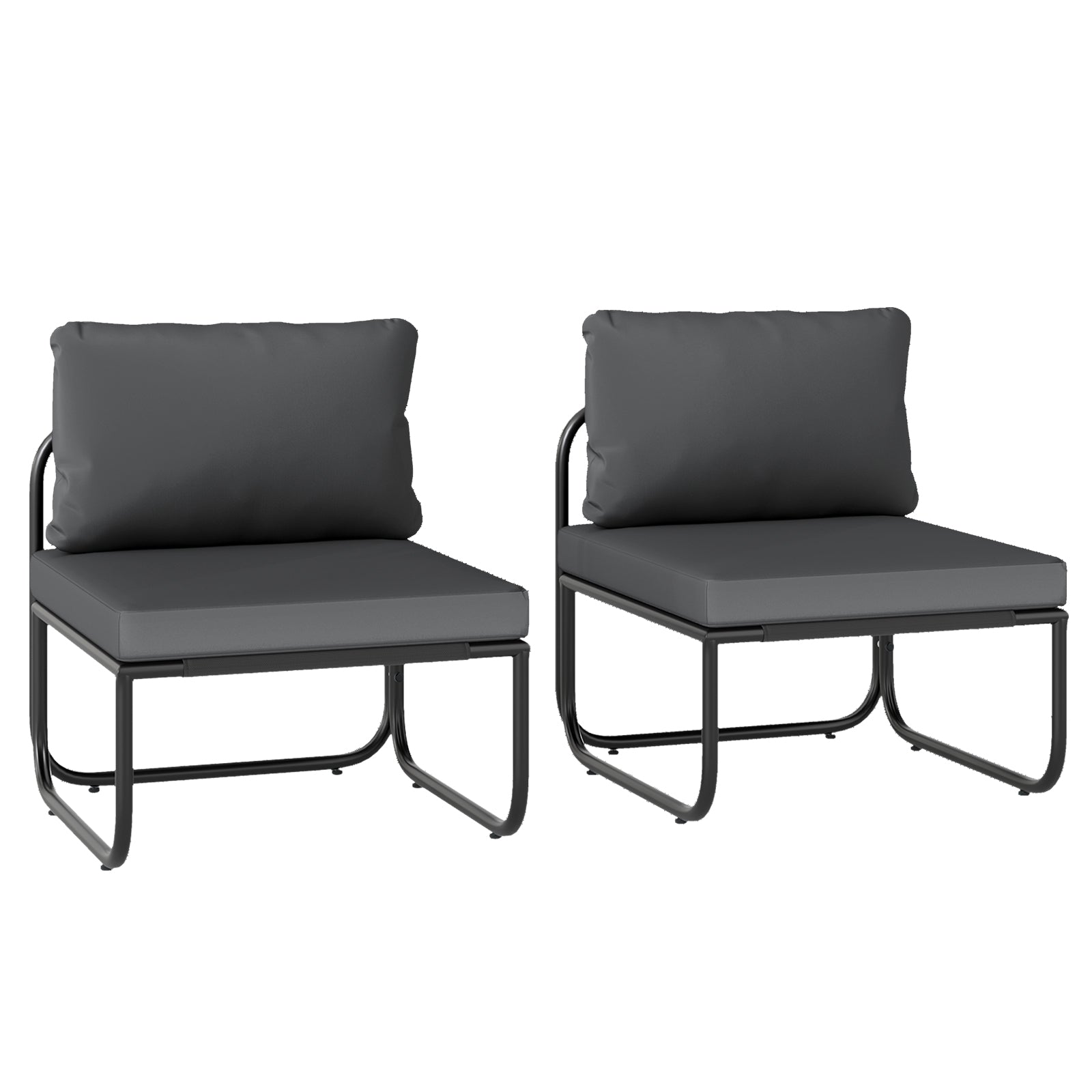 Outdoor Patio Chairs Set of 2 with Removable Cushions and Adjustable Foot Pads, Gray Patio Dining Chairs at Gallery Canada