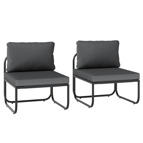 Outdoor Patio Chairs Set of 2 with Removable Cushions and Adjustable Foot Pads, Gray