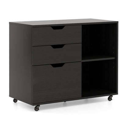 3-Drawer File Cabinet with Adjustable Shelf and Wheels for Letter, Black File Cabinets Black at Gallery Canada