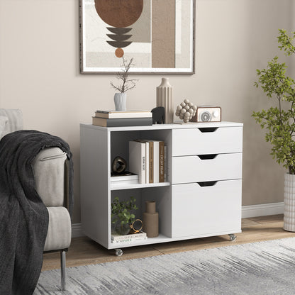 3-Drawer File Cabinet with Adjustable Shelf and Wheels for Letter, White File Cabinets at Gallery Canada
