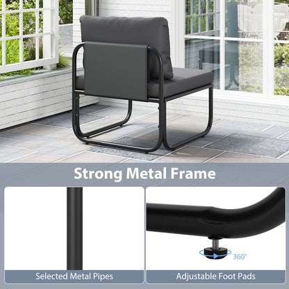 Outdoor Patio Chairs Set of 2 with Removable Cushions and Adjustable Foot Pads, Gray Patio Dining Chairs at Gallery Canada