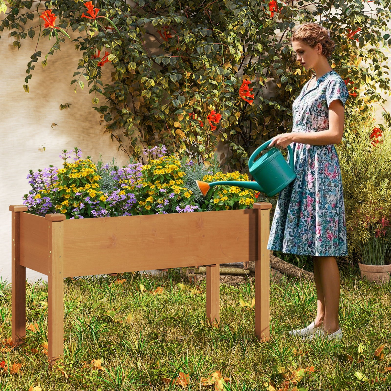 Raised Garden Bed with Legs and Drainage Holes for Backyard, Brown Raised Garden Beds at Gallery Canada