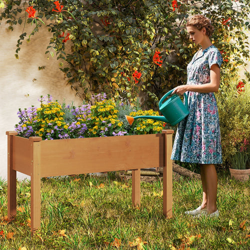 Raised Garden Bed with Legs and Drainage Holes for Backyard, Brown