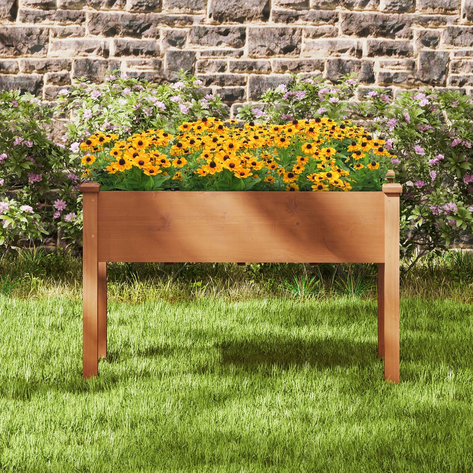 Raised Garden Bed with Legs and Drainage Holes for Backyard, Brown Raised Garden Beds at Gallery Canada