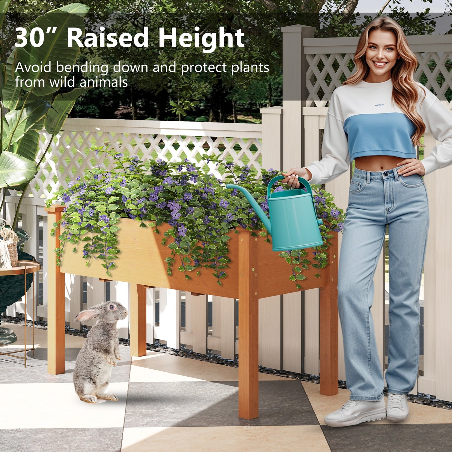 Raised Garden Bed with Legs and Drainage Holes for Backyard, Brown Raised Garden Beds at Gallery Canada