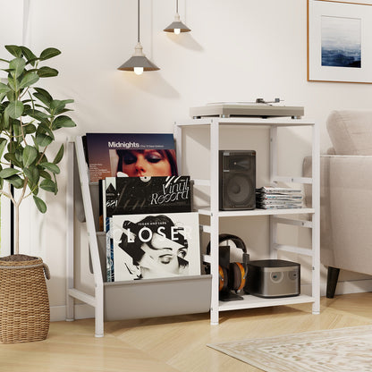Record Player Stand for up to 200 Albums Turntable Display Stand with 3 Shelves, White End & Side Tables at Gallery Canada