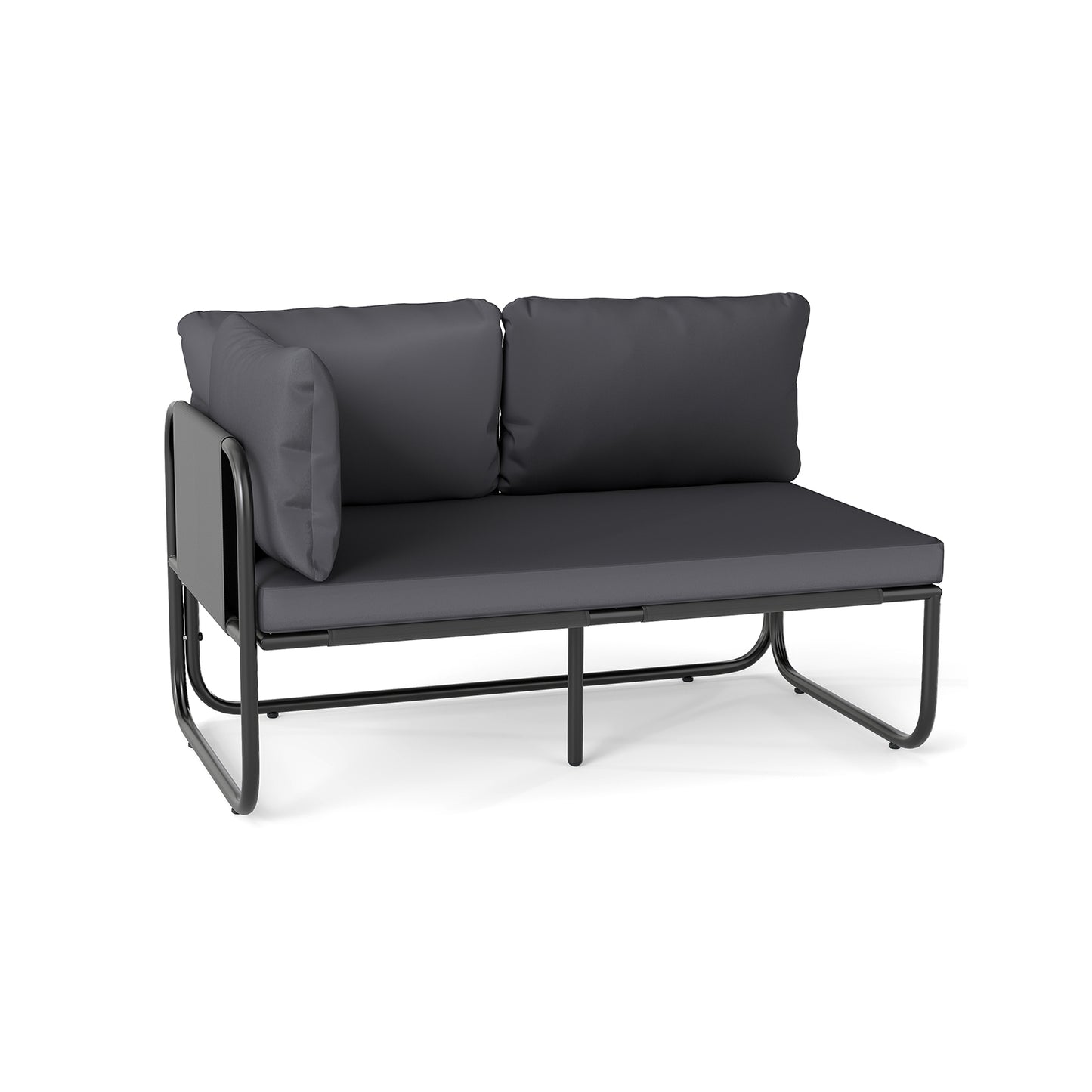 Patio Loveseat Sofa Couch with Removable Pillows and Seat Cushion, Gray Outdoor Benches Gray at Gallery Canada