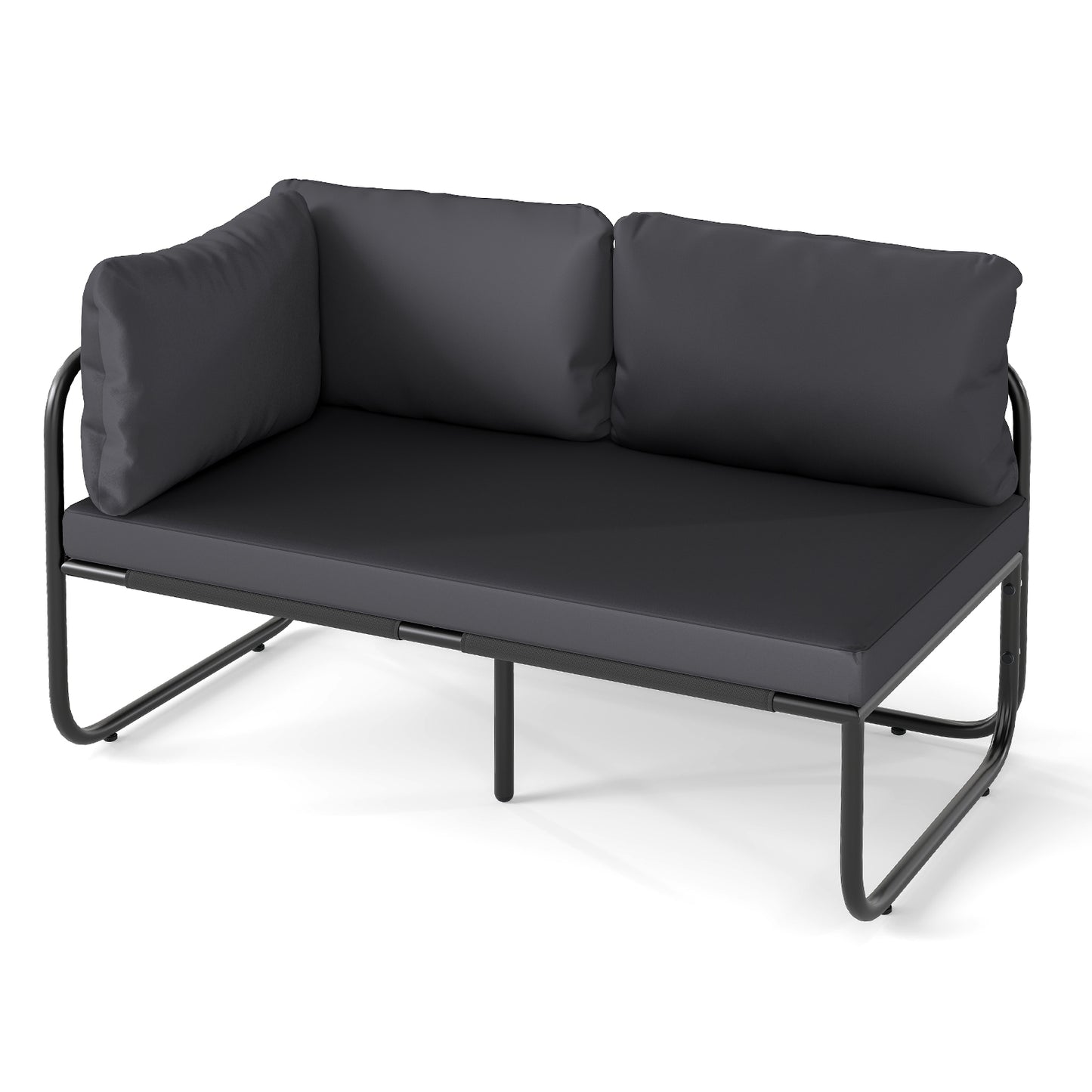 Patio Loveseat Sofa Couch with Removable Pillows and Seat Cushion, Gray Outdoor Benches at Gallery Canada