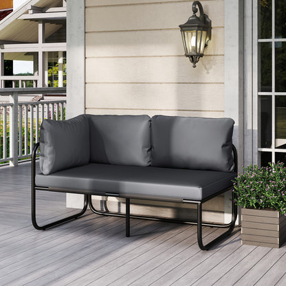 Patio Loveseat Sofa Couch with Removable Pillows and Seat Cushion, Gray Outdoor Benches at Gallery Canada