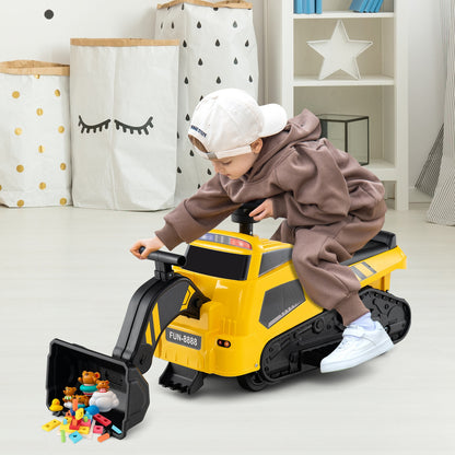 6V Ride on Tractor 3-in-1 Electric Excavator with Adjustable Arms and Music, Yellow Powered Ride On Toys at Gallery Canada