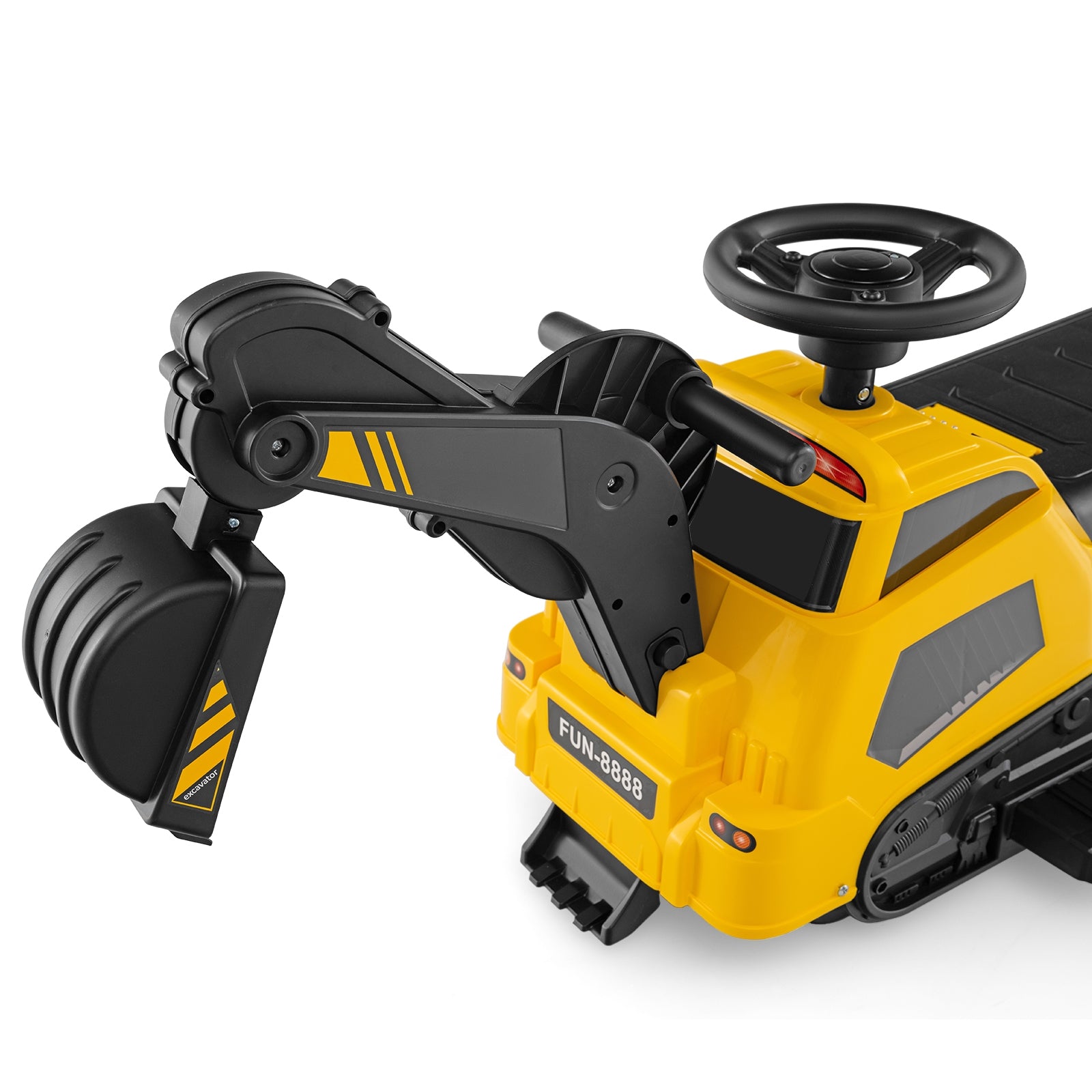 6V Ride on Tractor 3-in-1 Electric Excavator with Adjustable Arms and Music, Yellow Powered Ride On Toys at Gallery Canada