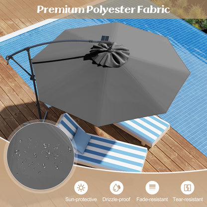 10 Feet Solar Powered LED Patio Umbrella, 360° Rotation, Gray Outdoor Umbrellas at Gallery Canada