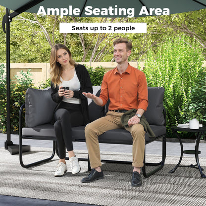 Patio Loveseat Sofa Couch with Removable Pillows and Seat Cushion, Gray Outdoor Benches at Gallery Canada