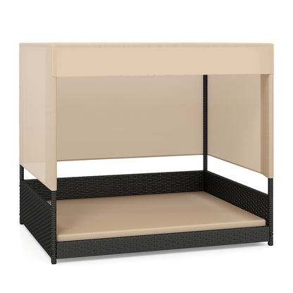 Elevated Wicker Dog House for Small to Medium Breeds, Black Dog Supplies at Gallery Canada