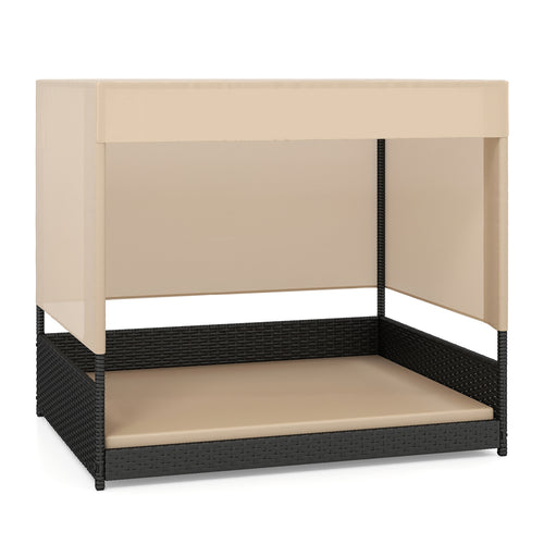 Elevated Wicker Dog House, Small To Medium Breeds, Black