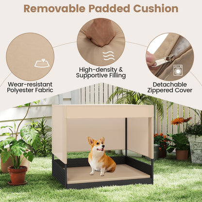 Elevated Wicker Dog House for Small to Medium Breeds, Black Dog Supplies at Gallery Canada