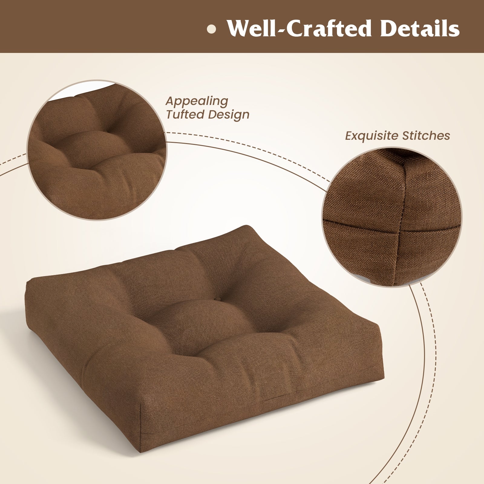 21 Inch x 21 Inch Patio Chair Seat Cushion Pads for Indoor and Outdoor, Coffee Outdoor Furniture Accessories at Gallery Canada