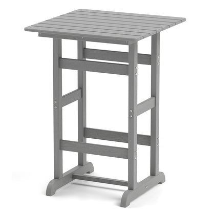 30 Inch Square Bar Table Dining Table with Slatted Tabletop for Poolside, Gray Patio Dining Tables Gray at Gallery Canada
