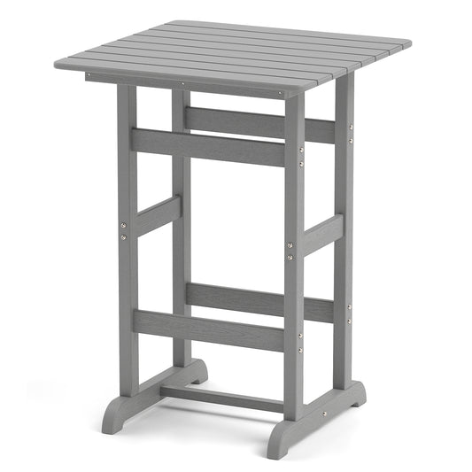 30 Inch Square Bar Table Dining Table with Slatted Tabletop for Poolside, Gray Patio Dining Tables Gray at Gallery Canada