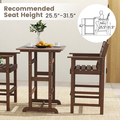 30 Inch Square Bar Table Dining Table with Slatted Tabletop for Poolside, Brown Patio Dining Tables at Gallery Canada