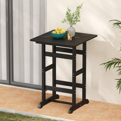 30 Inch Square Bar Table Dining Table with Slatted Tabletop for Poolside, Black Patio Dining Tables at Gallery Canada