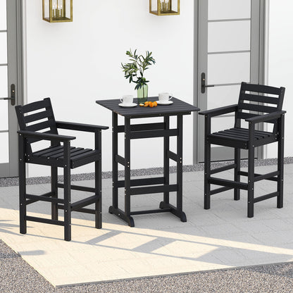 30 Inch Square Bar Table Dining Table with Slatted Tabletop for Poolside, Black Patio Dining Tables at Gallery Canada