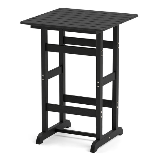 30 Inch Square Bar Table, Slatted Tabletop, Black