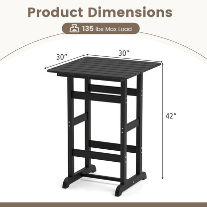 30 Inch Square Bar Table Dining Table with Slatted Tabletop for Poolside, Black Patio Dining Tables at Gallery Canada